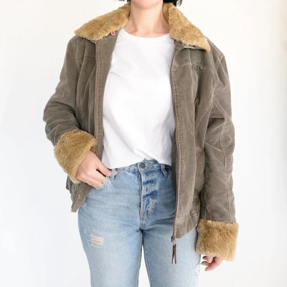 Fire Fly Brown Cord  Bomber Jacket Size Large - Picture 3 of 13